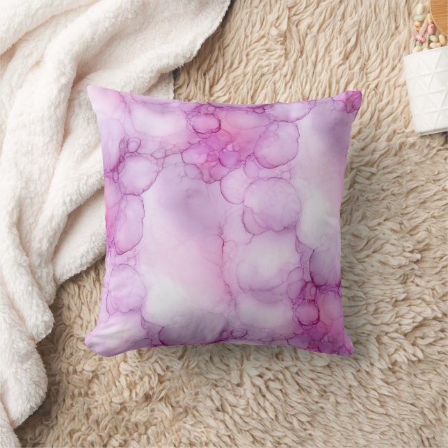 Zachte Roze Blush Waterverf Marmer Kussen (Deken)