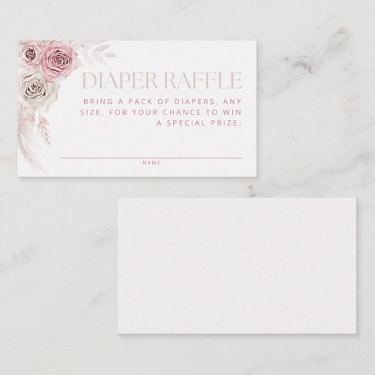 Zachte Roze Boho Arch Luier Raffle Informatiekaartje (Voorkant / Achterkant)