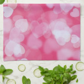 Zachte Roze Bokeh Harten  Theedoek (Gevouwen)