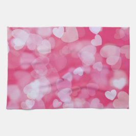 Zachte Roze Bokeh Harten  Theedoek