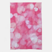 Zachte Roze Bokeh Harten  Theedoek (Verticaal)