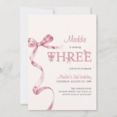 Zachte Roze Boog Derde Verjaardag Meisje Kaart (Voorkant)