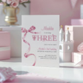 Zachte Roze Boog Derde Verjaardag Meisje Kaart