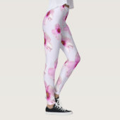 Zachte Roze Botanische Bloemenprint Leggings (Rechts)