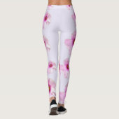Zachte Roze Botanische Bloemenprint Leggings (Achterkant)