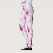 Zachte Roze Botanische Bloemenprint Leggings (Links)