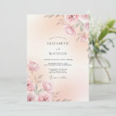 Zachte Roze Botanische Romantische Bruiloft Kaart (Staand voorkant)