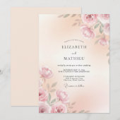 Zachte Roze Botanische Romantische Bruiloft Kaart (Voorkant / Achterkant)