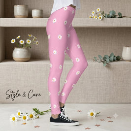 Zachte Roze Broek met Bloeiend Bloemmotief Leggings