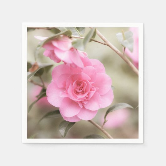 Zachte roze Camellia bloem Servet (Voorkant)