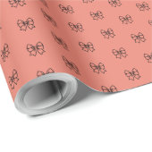 Zachte Roze Coquette Strik Patroon Inpakpapier (Rol Hoek)