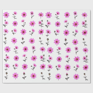 Zachte Roze Cosmos Bloem Botanische Set Zachte Blo Cadeaupapier