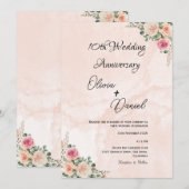 Zachte Roze Crème Bloemige Trouwverjaardag  Kaart (Voorkant / Achterkant)