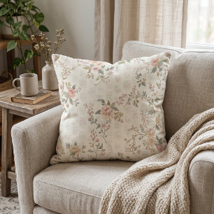 Zachte Roze & Crème Vintage Bloem Roos Kussen