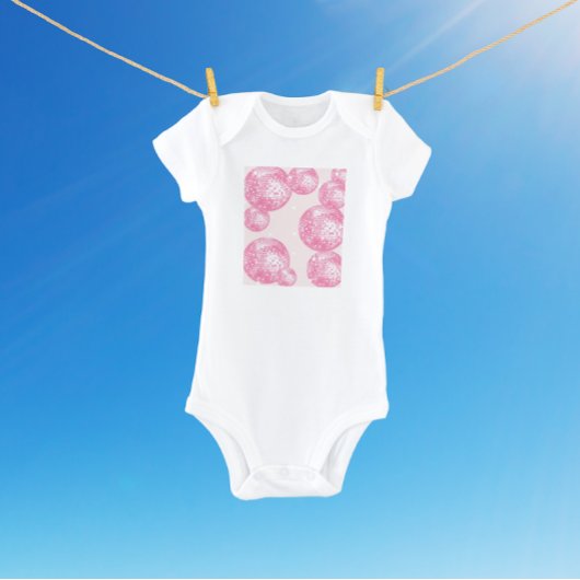 Zachte Roze Disco Ballen en Sterren Girly Retro St Romper