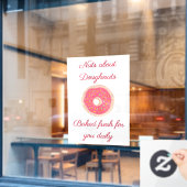 Zachte Roze Donut met Spikkels Donut Winkel  Raamsticker (Cafe Raam)