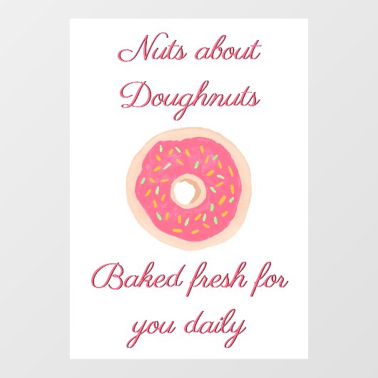 Zachte Roze Donut met Spikkels Donut Winkel  Raamsticker (Vel)