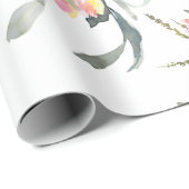 Zachte Roze Elegante Vrouwelijke Bloemige Bruiloft Cadeaupapier (Rol Hoek)