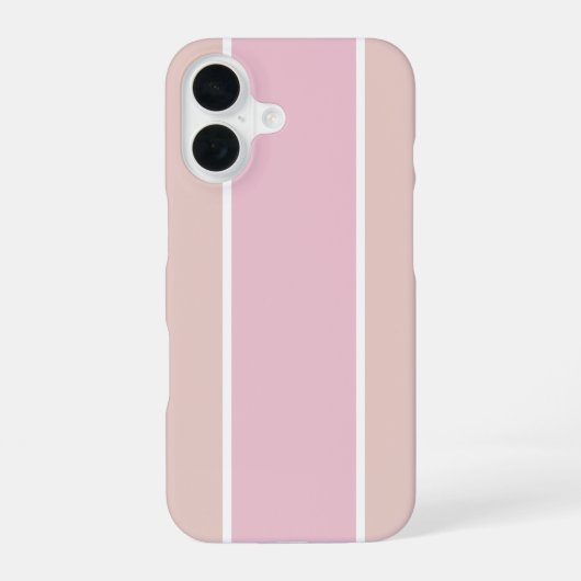 Zachte Roze en Beige Verticale Streeppatroon iPhone 16 Hoesje (Achterkant)