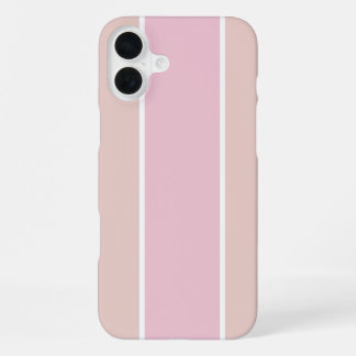 Zachte Roze en Beige Verticale Streeppatroon iPhone 16 Plus Hoesje