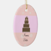 Zachte roze en Chocolade-bruiloft Keramisch Ornament (Rechts)