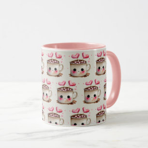 Zachte Roze en Crème Waterverf Hot Cocoa Patroon Mok