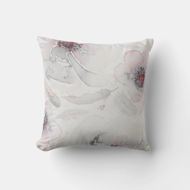Zachte roze en , droge Waterverf Kussen (Voorkant)