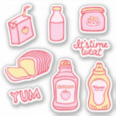 Zachte Roze en Gele Keuken Sticker Set (Voorkant)
