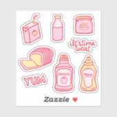 Zachte roze en gele pantry sticker set (Vel)