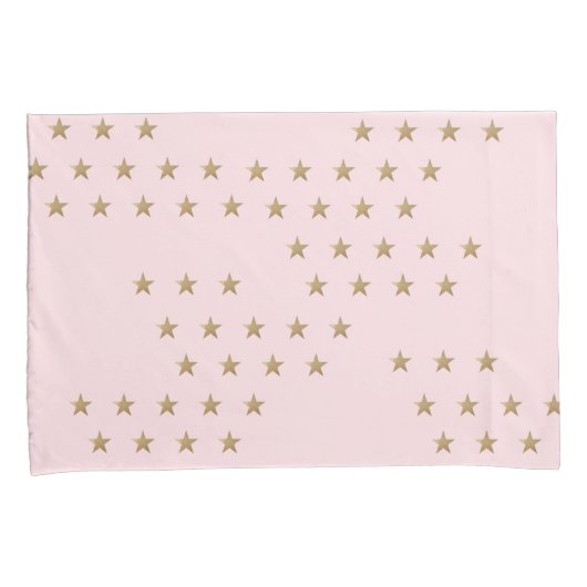 Zachte roze en gouden ster Patroon Pouf voor kweke Kussensloop (Voorkant-Rechts)