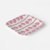 Zachte roze en groene chrysanthemum bloemstrepen papieren bordje (Gebogen)