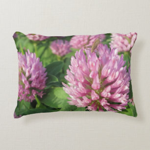 Zachte roze en groene klaver accent kussen