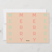 Zachte roze en groene minimalistische fotocollage feestdagenkaart (Achterkant)