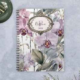 Zachte Roze en Lavendel Orchideeën met Antieke Lij Notitieboek