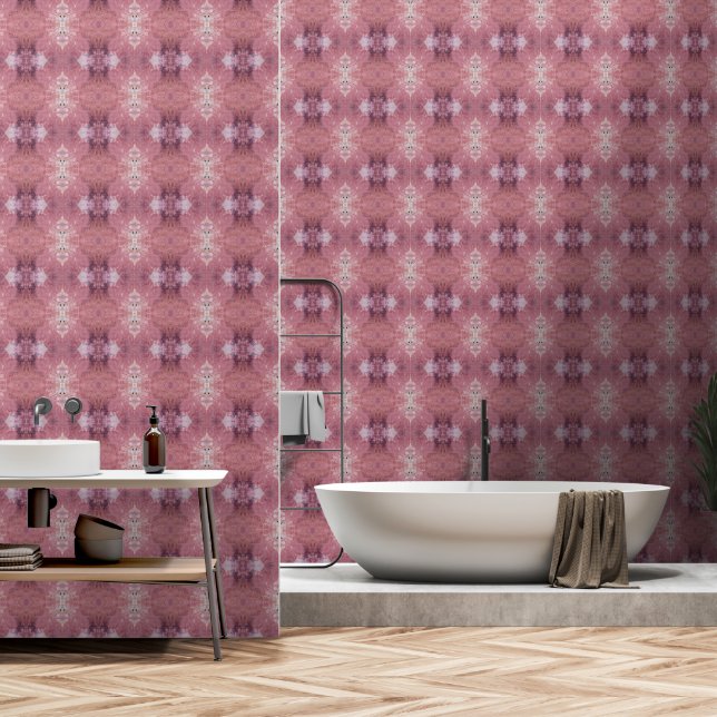 Zachte roze en paarse abstracte M-formaat patroon Behang (Badkamer)