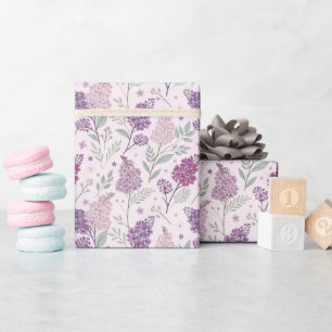 Zachte roze en paarse seringen bloemmotief cadeaupapier