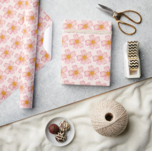 Zachte roze en perzik aquarel bloem cadeaupapier