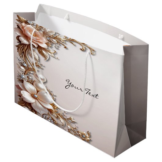 Zachte Roze en Witte Bloemen Cadeautas (Achterkant Gekanteld)