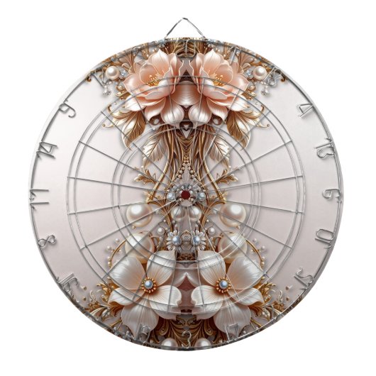 Zachte Roze en Witte Bloemen Dartbord (Voorkant)
