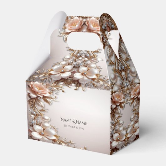 Zachte Roze en Witte Bloemen Favor Doos Bedankdoosjes (Voorkant Zijde)