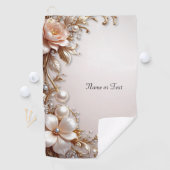 Zachte Roze en Witte Bloemen Golf Handdoek (Insitu)
