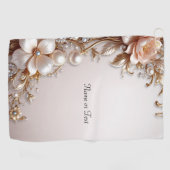 Zachte Roze en Witte Bloemen Golf Handdoek (Horizontaal)