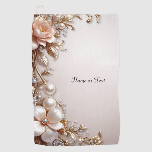 Zachte Roze en Witte Bloemen Golf Handdoek (Voorkant)