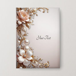 Zachte roze en witte bloemen knoop button