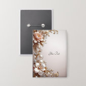 Zachte roze en witte bloemen knoop button (Voorkant / Achterkant)