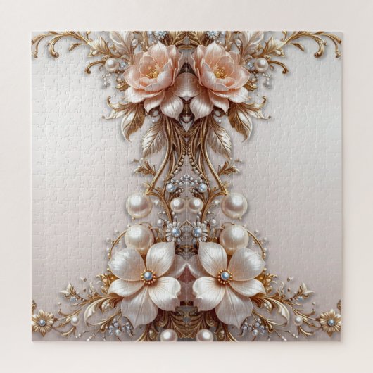 Zachte Roze en Witte Bloemen Legpuzzel (Verticaal)