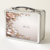 Zachte roze en witte bloemen lunchbox (Achterkant)