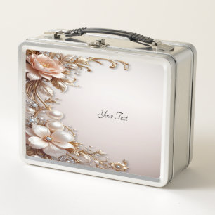 Zachte roze en witte bloemen lunchbox