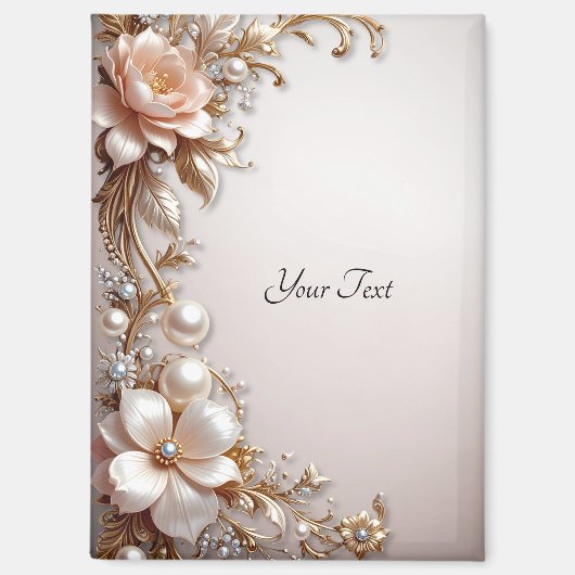 Zachte Roze en Witte Bloemen Magneet (Voorkant)