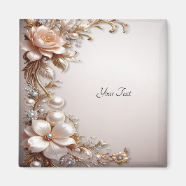 Zachte Roze en Witte Bloemen Magneet